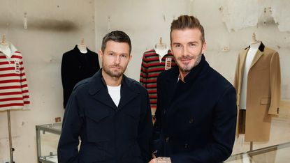 LONDON, ENGLAND - SEPTEMBER 17:(L-R) Creative Director Daniel Kearns in partnership with David Beckham presents the relaunch of Kent &amp;amp; Curwen at Kent &amp;amp; Curwen, Mayfair on September 17, 2016 i