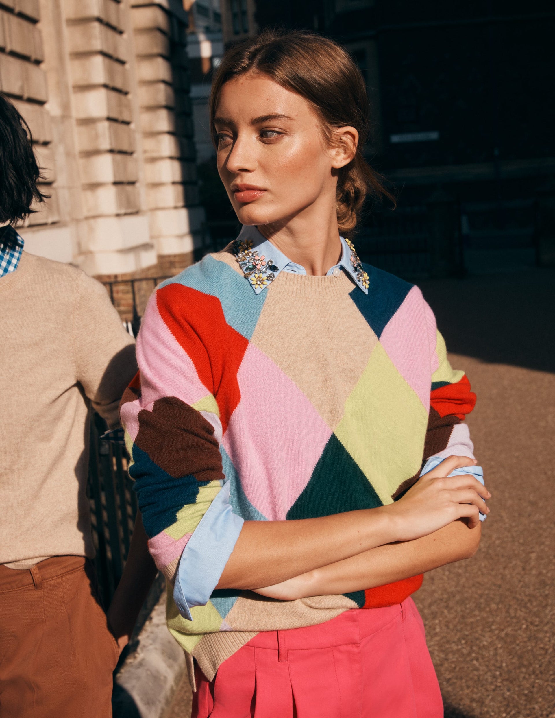 Anastasia Cashmere Sweater-Multi Harlequin Jumper