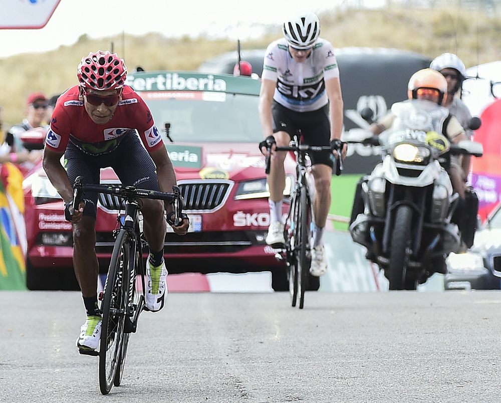 Nairo Quintana (Movistar) finishes off Froome on the Alto de Aitana