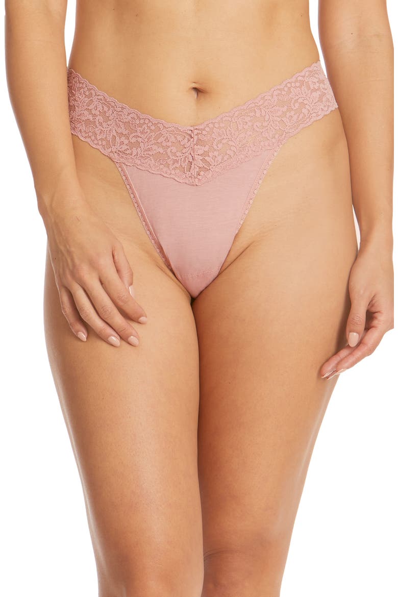 Cotton &amp;amp; Stretch Lace Original Rise Thong