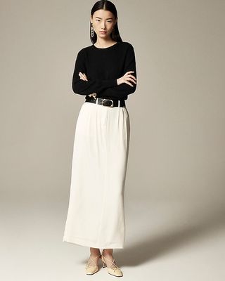 Trouser Maxi Skirt in Viscose Crepe