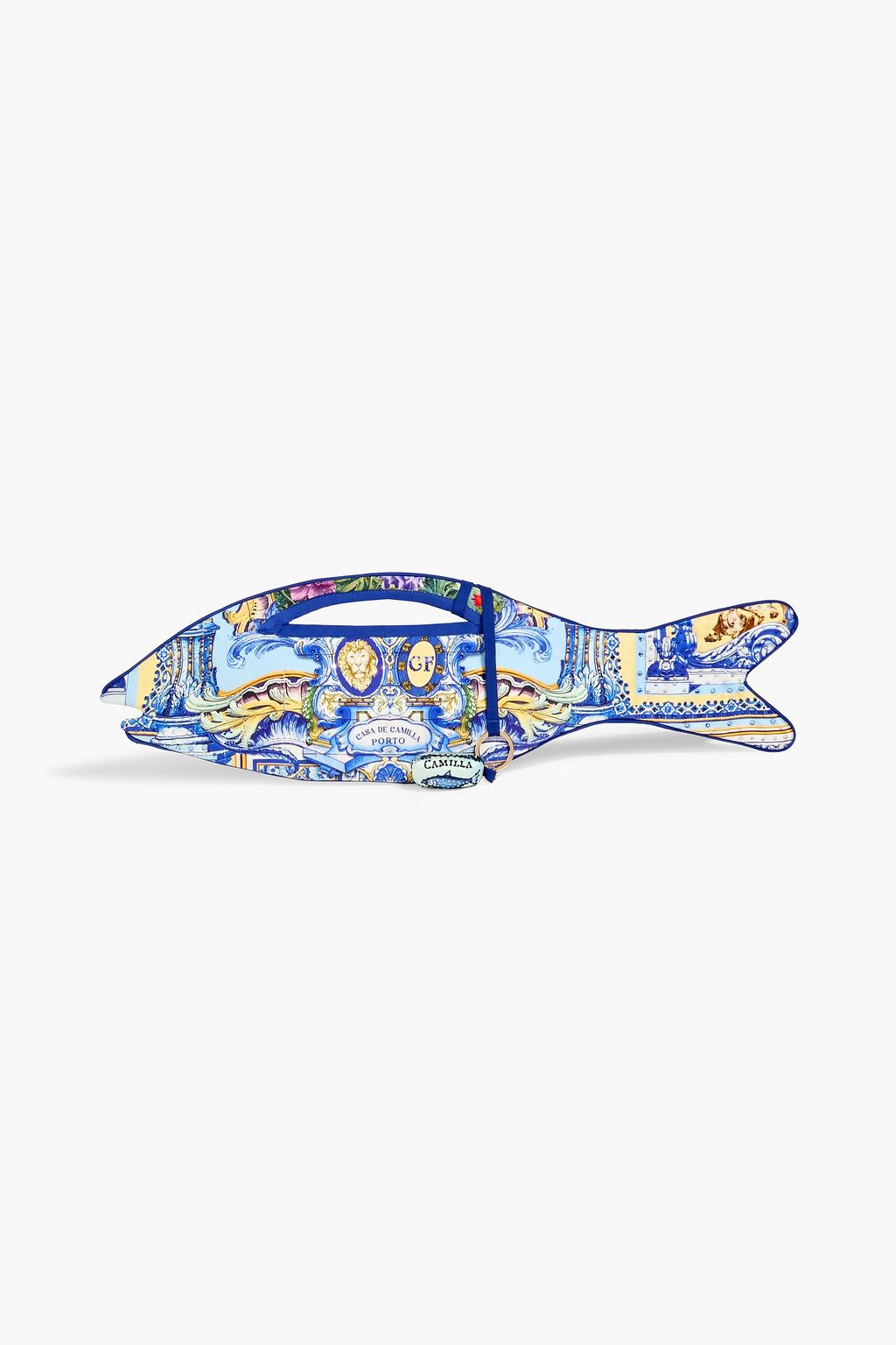 Crystal-Embellished Printed Silk-Crepe Clutch