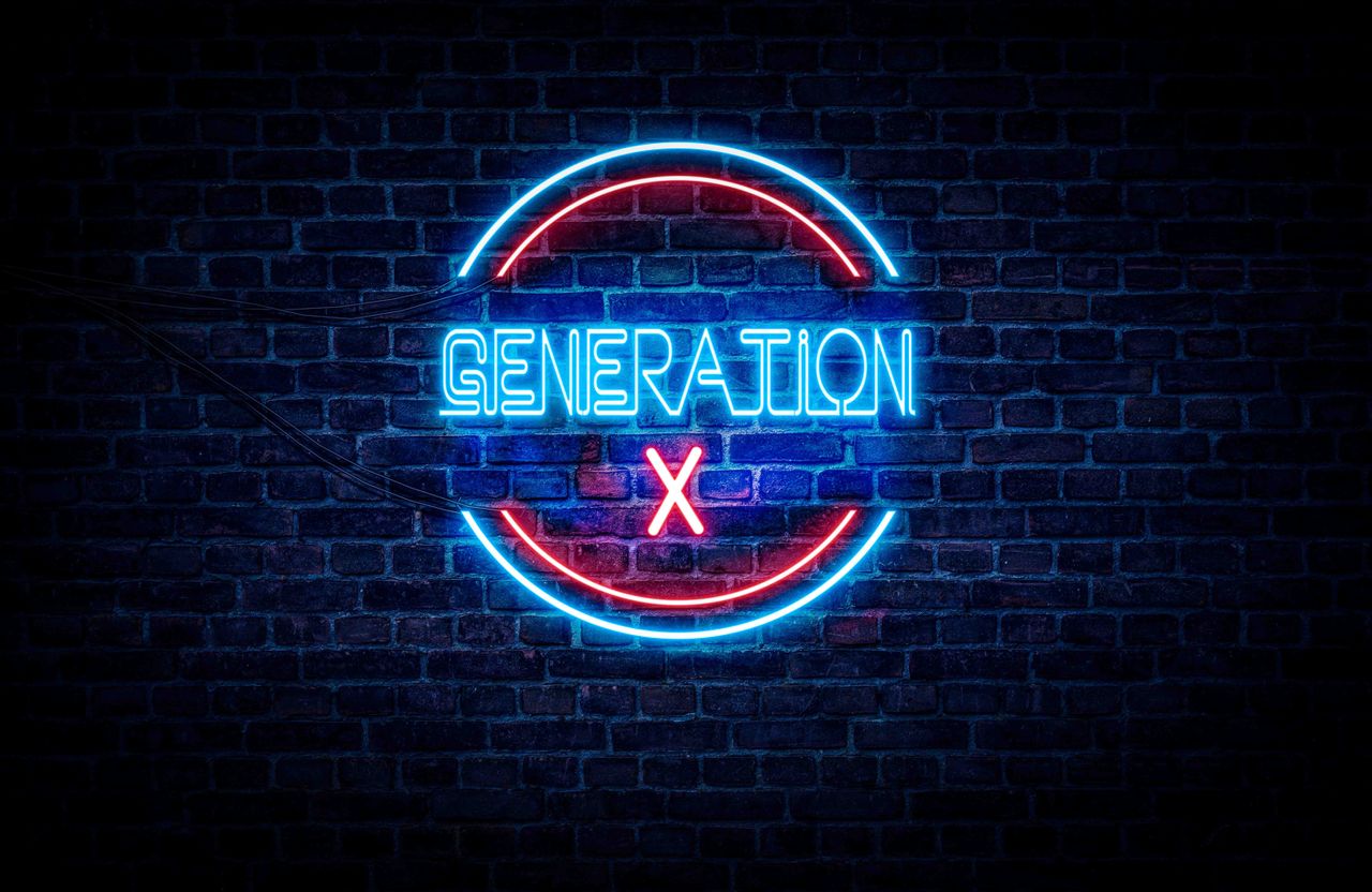 A neon sign with the words &quot;Generation X.&quot;