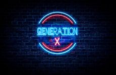 A neon sign with the words "Generation X."