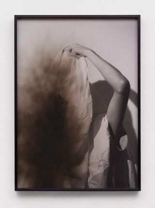 Polly Brown, Kerosene, 2021. Silver gelatin print, soot, glass, wooden frame.