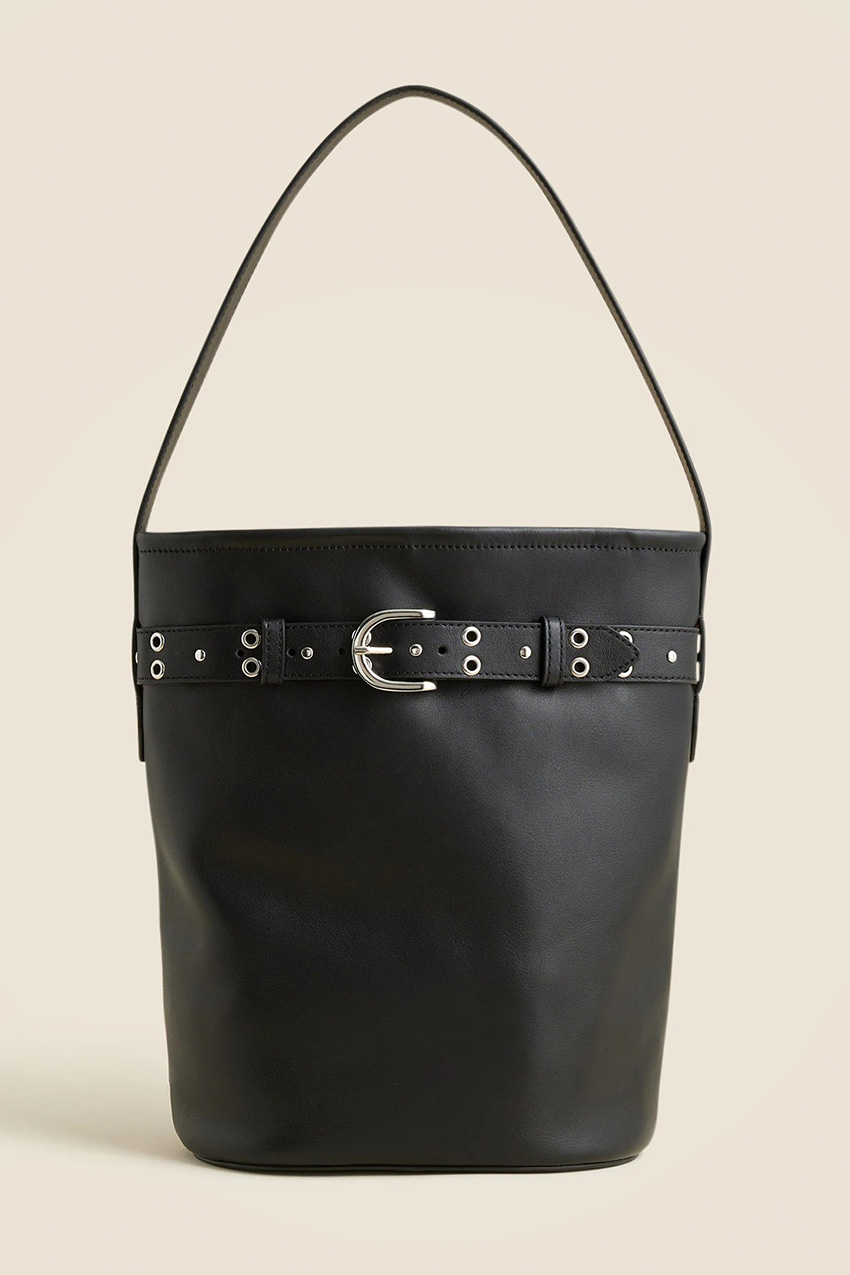 Berkeley Belted Bucket Bag in Studded Leather