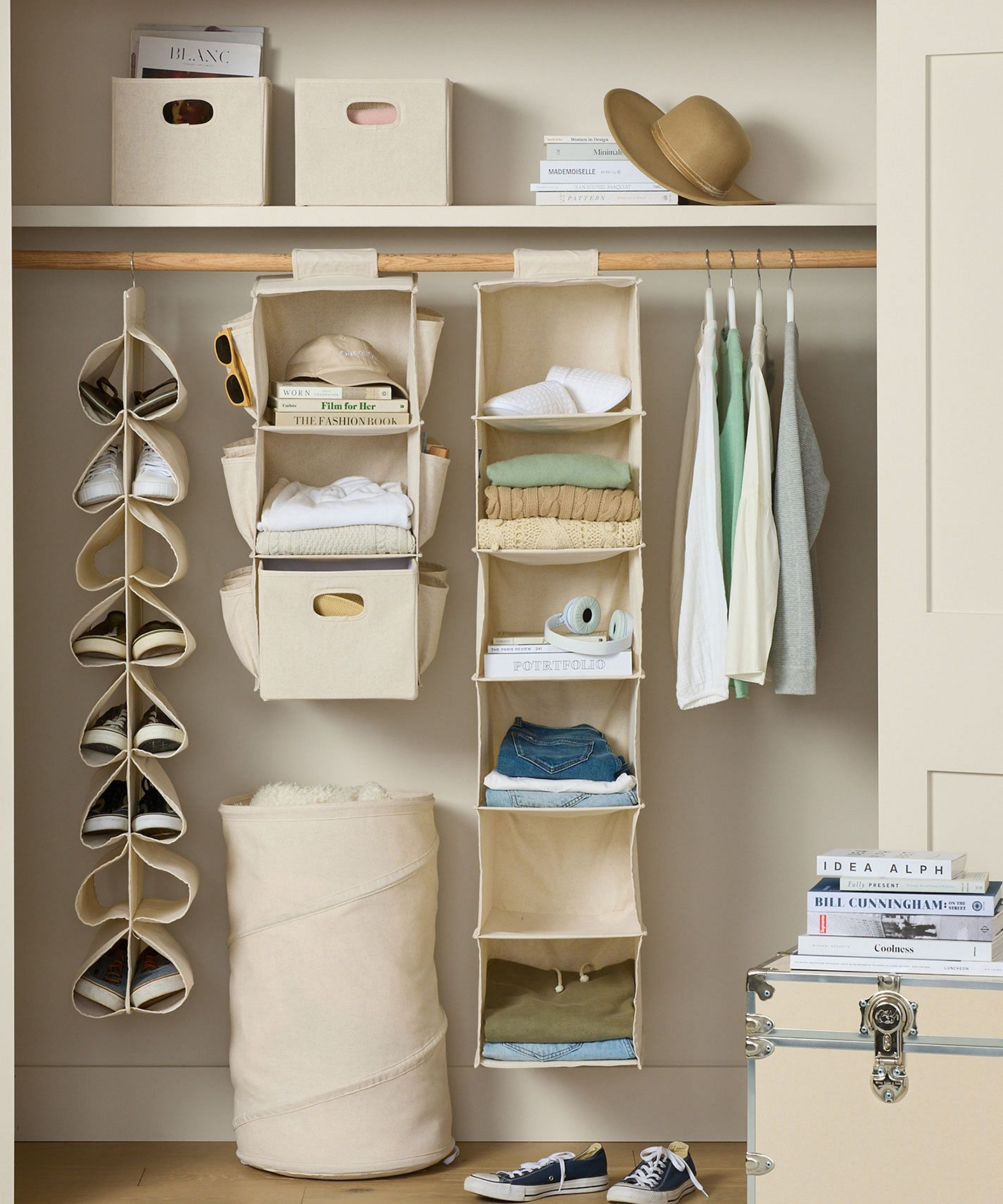 closet organizers hanging in a closet