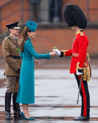 Kate Middleton handed out shamrocks, which has become tradition for the royals on St Patrick's Day