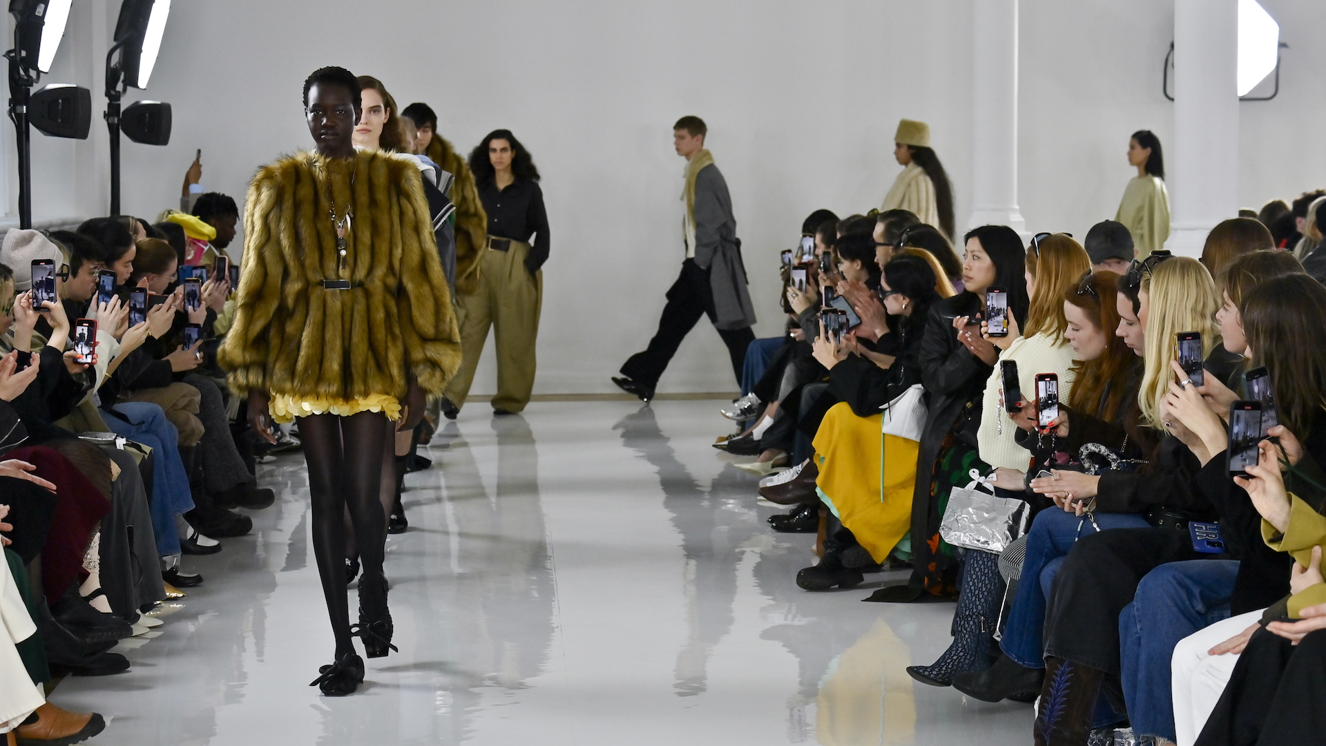 Models walking the runway at London Fashion Week