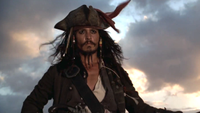 Jack Sparrow looking ahead in Pirates of the Caribbean: The Curse of the Black Pearl