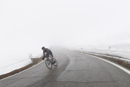 Romain Bardet on the descent of the Passo Giau during stage 16 of the Giro d'Italia 2021