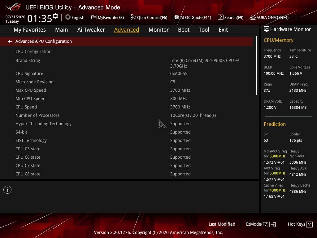 Asus ROG Strix Z490-E BIOS