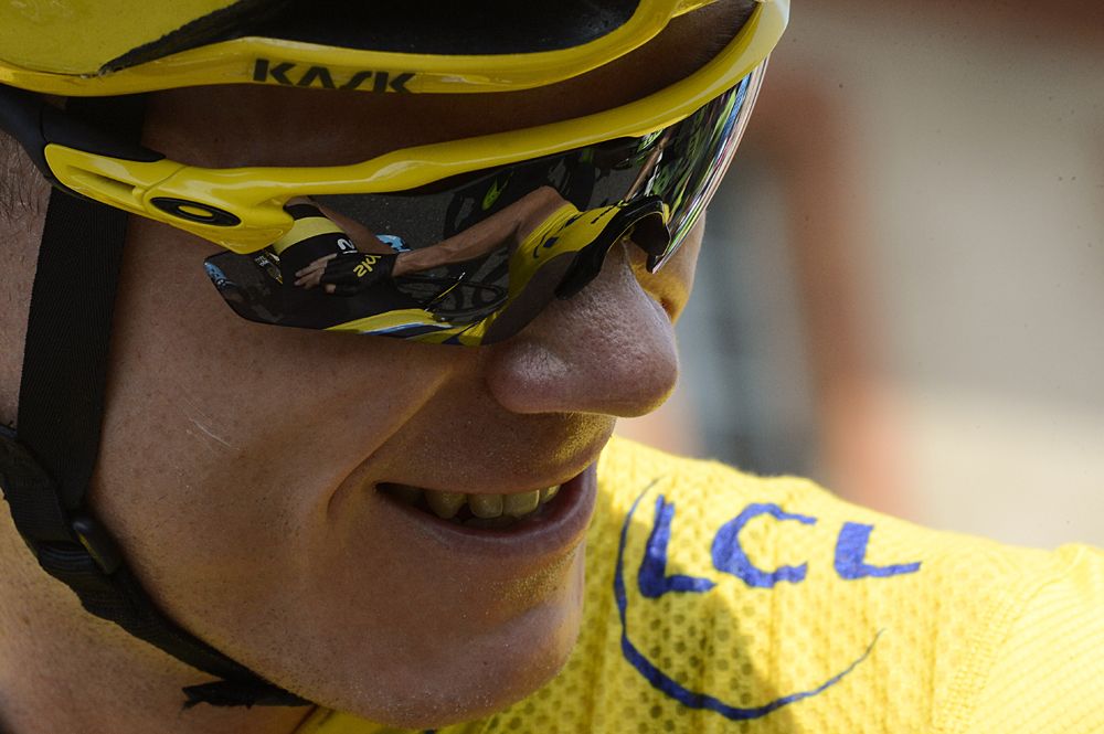Chris Froome (Team Sky) on the stage 13 start line in Muret