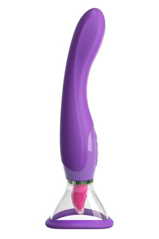 purple g-spot vibrator with nipple suction at one end