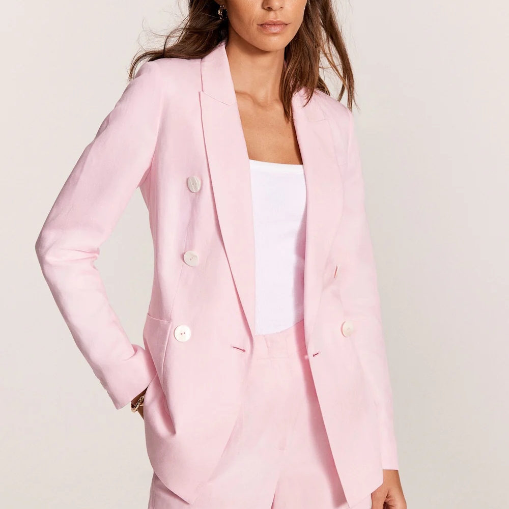 Mint Velvet, Pink Linen Double Breasted Blazer