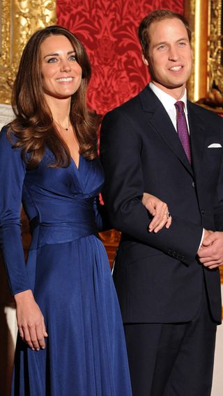 Prince William and Kate Middleton announcing their engagement at St James's Palace in 2010