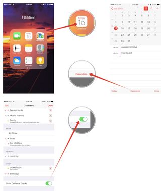 How to show declined events in Calendar for iPhone and iPad