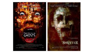 Horror posters; faces made up of small photos