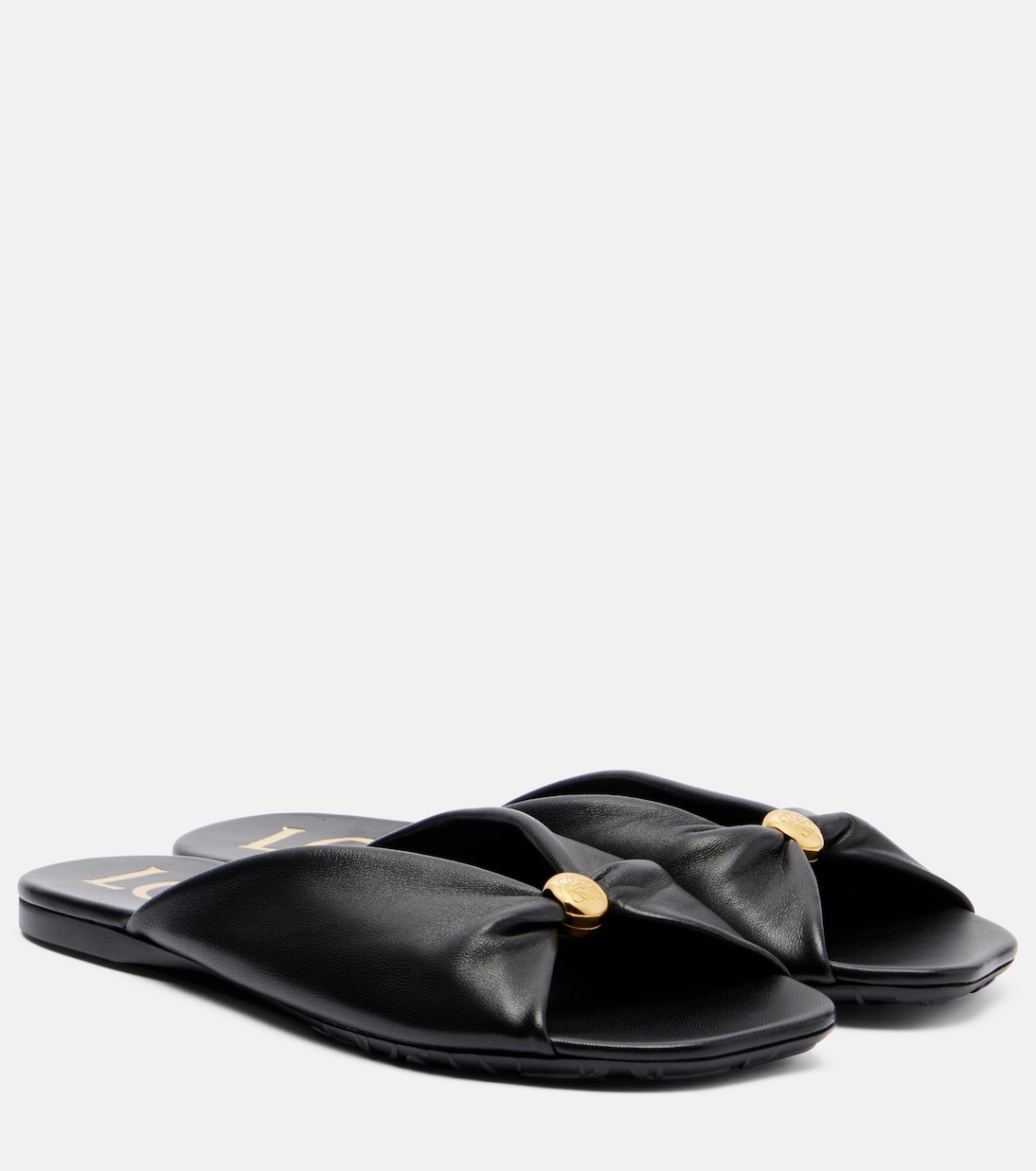 Paula's Ibiza Pebble Leather Slides in Black - Loewe