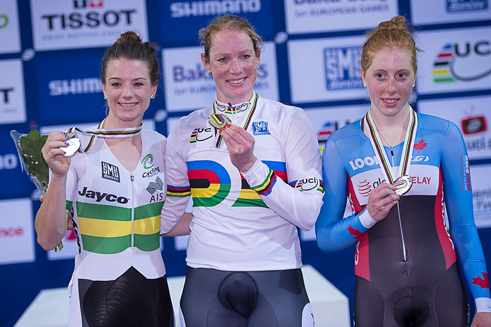 Kirsten Wild (Netherlands) wins the women's scratch race