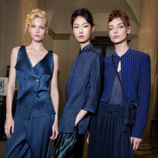 models backstage at Giorgio Armani spring 2026 runway