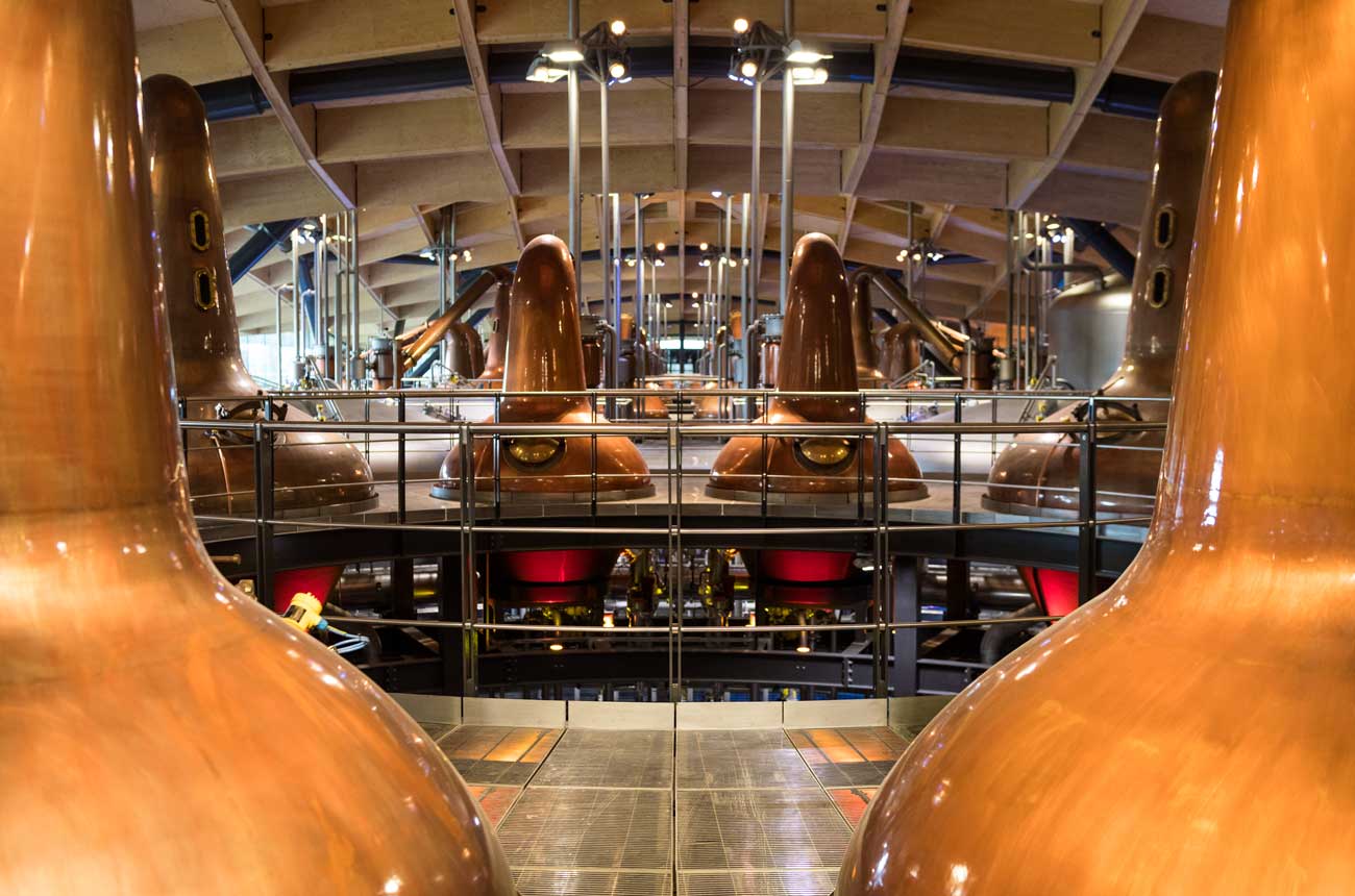Stills inside The Macallan Distillery