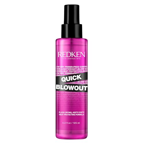 Redken Quick Blowout Heat Protectant Spray for All Hair Types - Smooths &amp;amp; Adds Shine, Lightweight Blowdry Styling Primer With Heat Protection, 4.2 Fl Oz