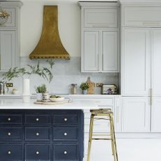 white kitchen with cabinets and plant pots