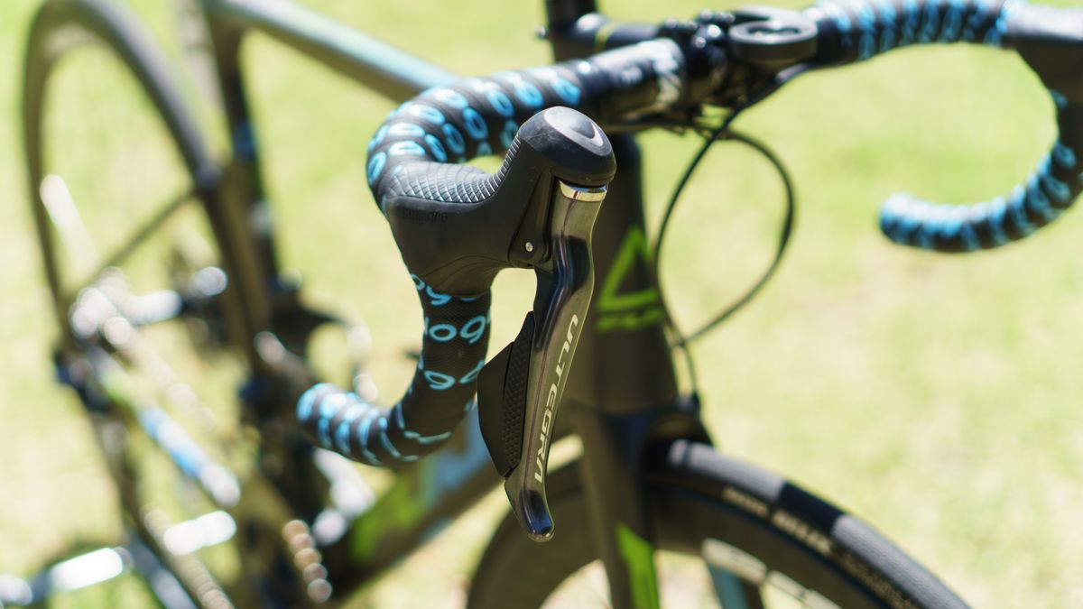 Shimano Ultegra Di2 levers control the gears and brakes
