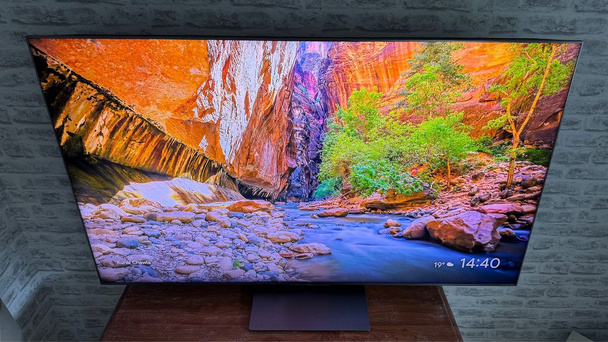 The 65-inch TCL C7K Mini LED TV photographed in a living room