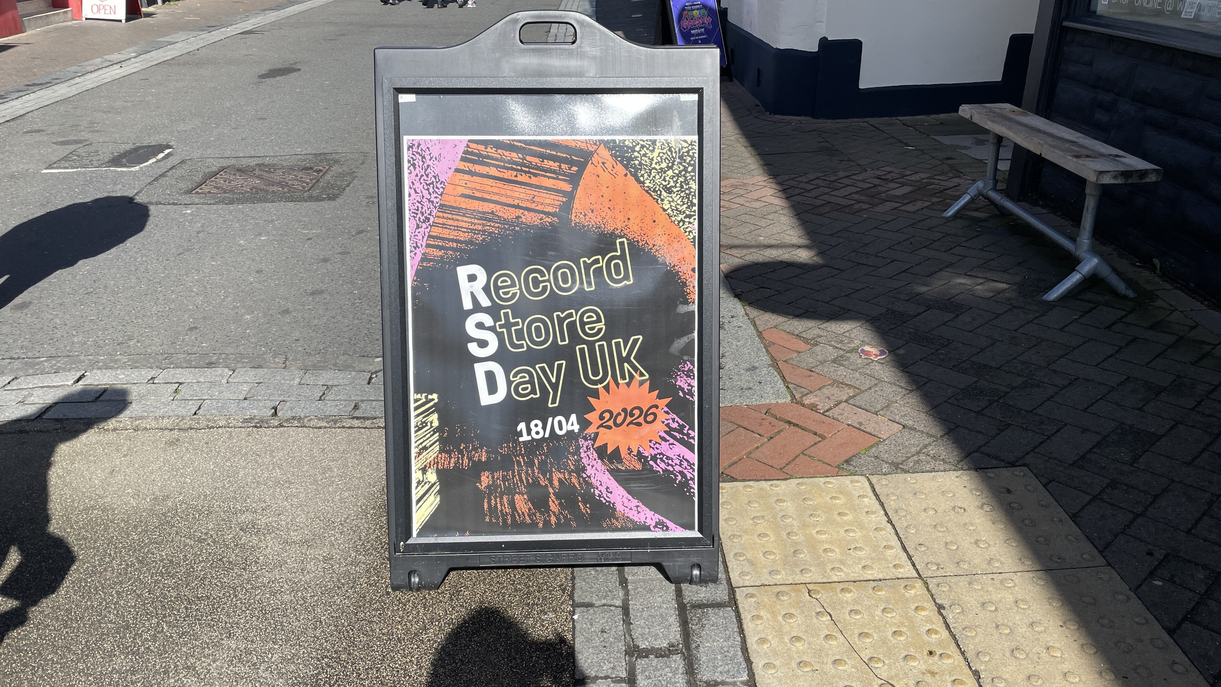 Boiler Room Records in Poole Dorset, with a Record Store Day poster on the street just outside the shop front