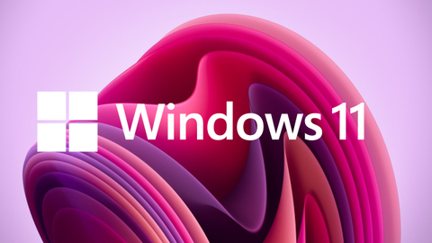 Windows 11 logo in front of the new wallpapers