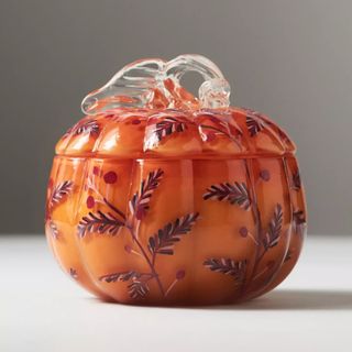 Handpainted Pumpkin & Sweet Vanilla Glass Pumpkin Candle