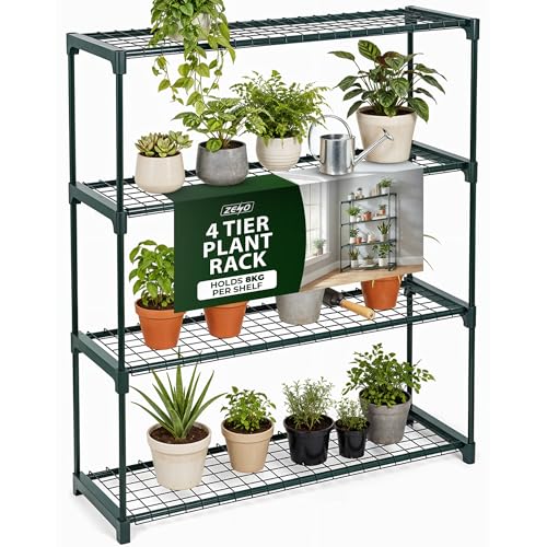 Zeno Shelf Storage Unit 4 Tiers | Garden Shelving Plant Stand Rack | Office Shelving | Corner Plant Shelf Ladder Planter for Garden Balcony &amp;amp; Patio | Dark Green