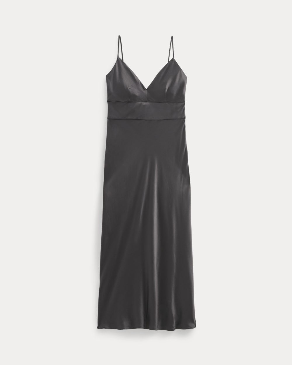 Bias Cut Slip Dress in Silk Charmeuse | Graphite - 00
