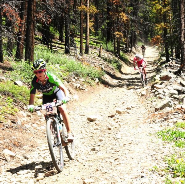 Heather Irmiger (Gary Fisher/Subaru) descending alone into French Gulch.