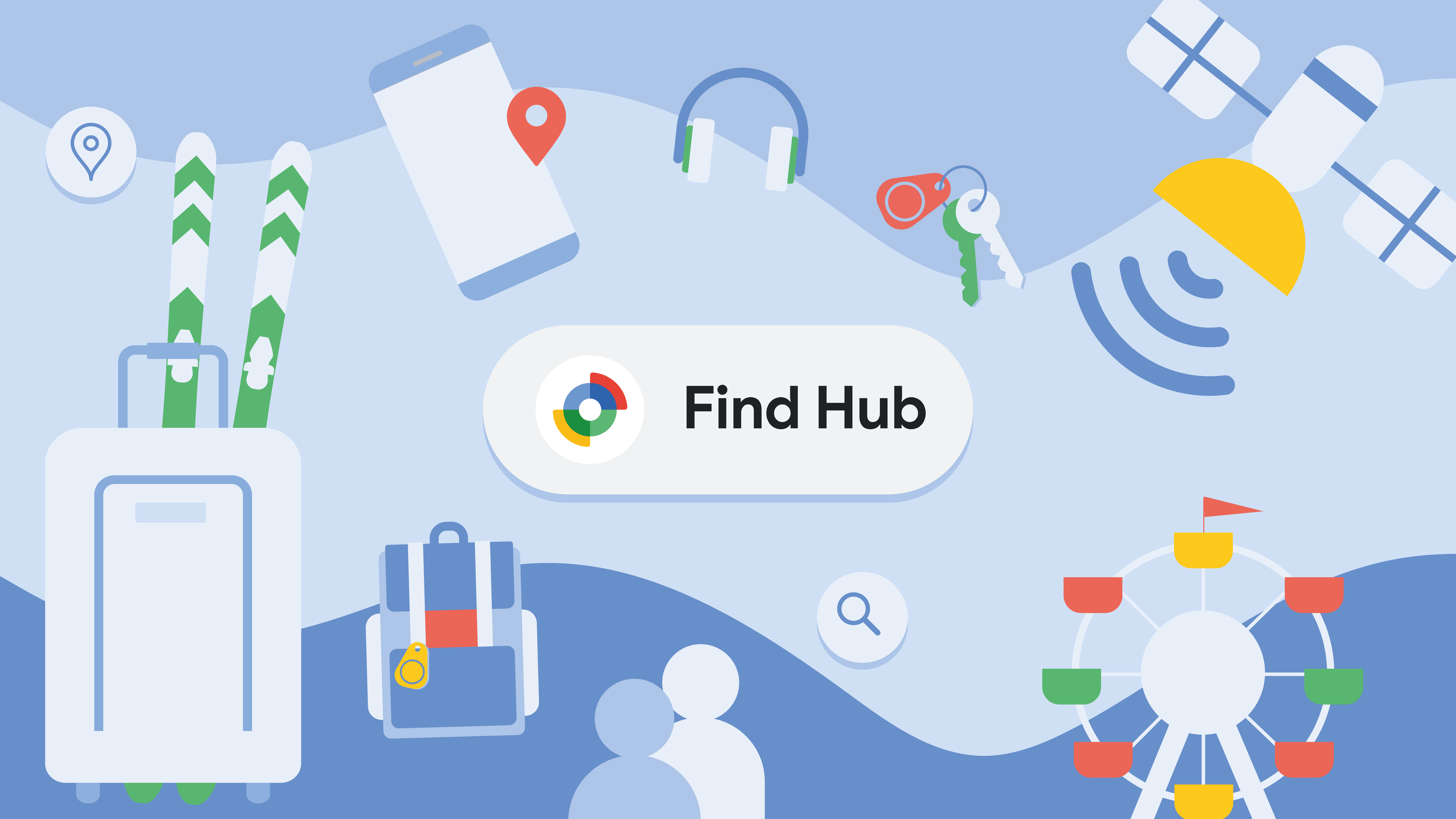 Google's new Find Hub graphic from its Android Show blog post