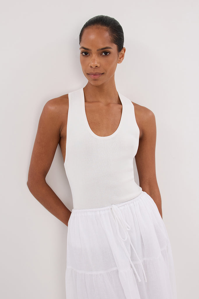 Devin Off White Racer Knit Tank