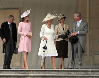 Catherine, Duchess of Cambridge, Camilla, Duchess of Cornwall, Princess Royal and Prince Charles, Prince of Wales attend a garden party at Buckingham Palace