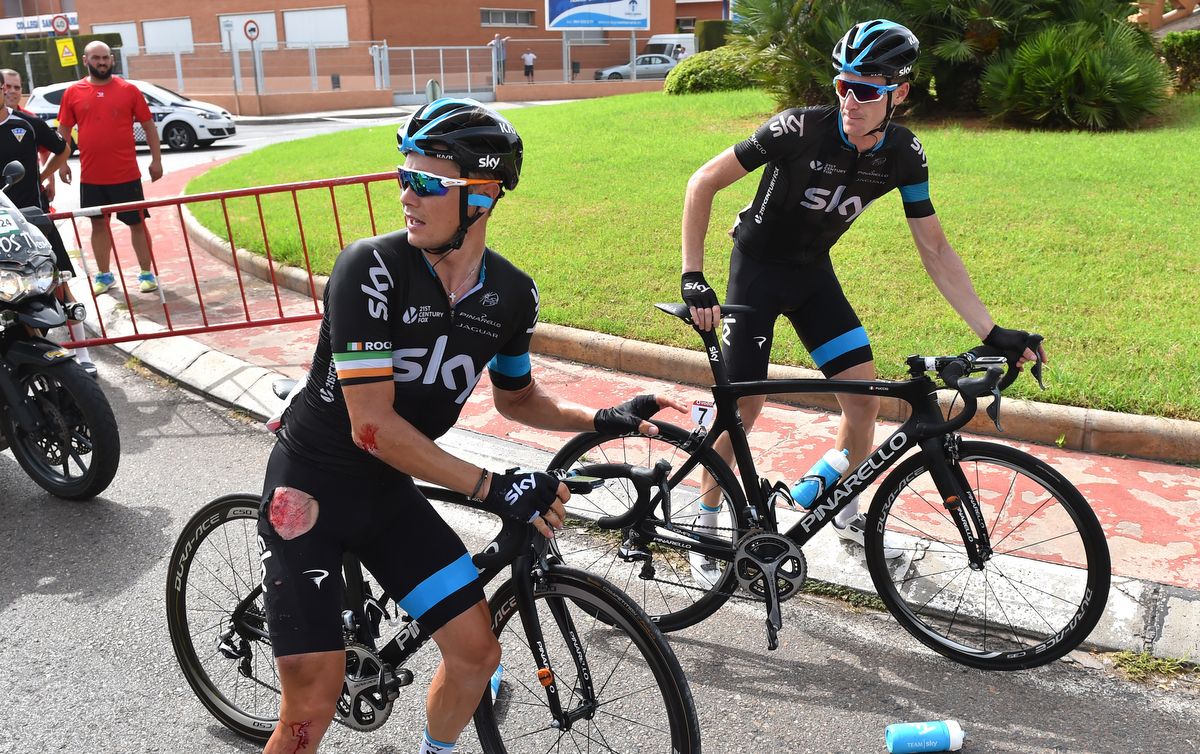 Nico Roche was one of numerous riders to hit the tarmac over three weeks of racing