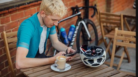 Image shows a rider using the Garmin Connect fitness tracking app.