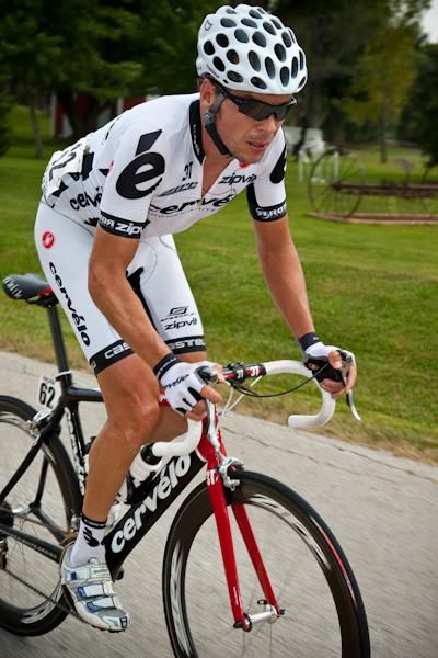 Jeremy Hunt (Cervelo) spends time solo off the front.
