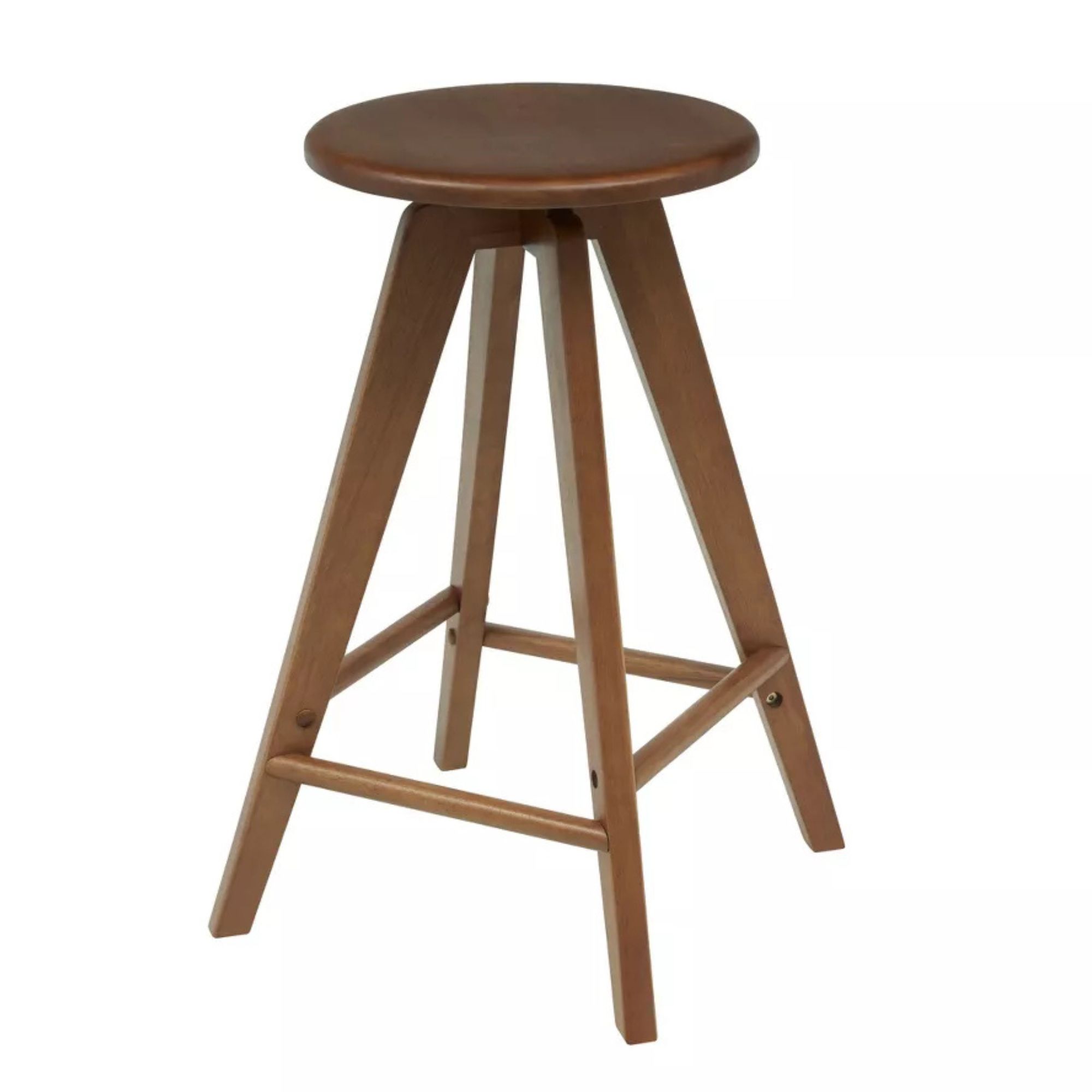 JONATHAN Y Ceren MidCentury Industrial Round Solid Wood Backless Stool