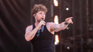 Singer-songwriter Tom Grennan performs on day three of Sziget Festival 2023 on Óbudai-sziget Island