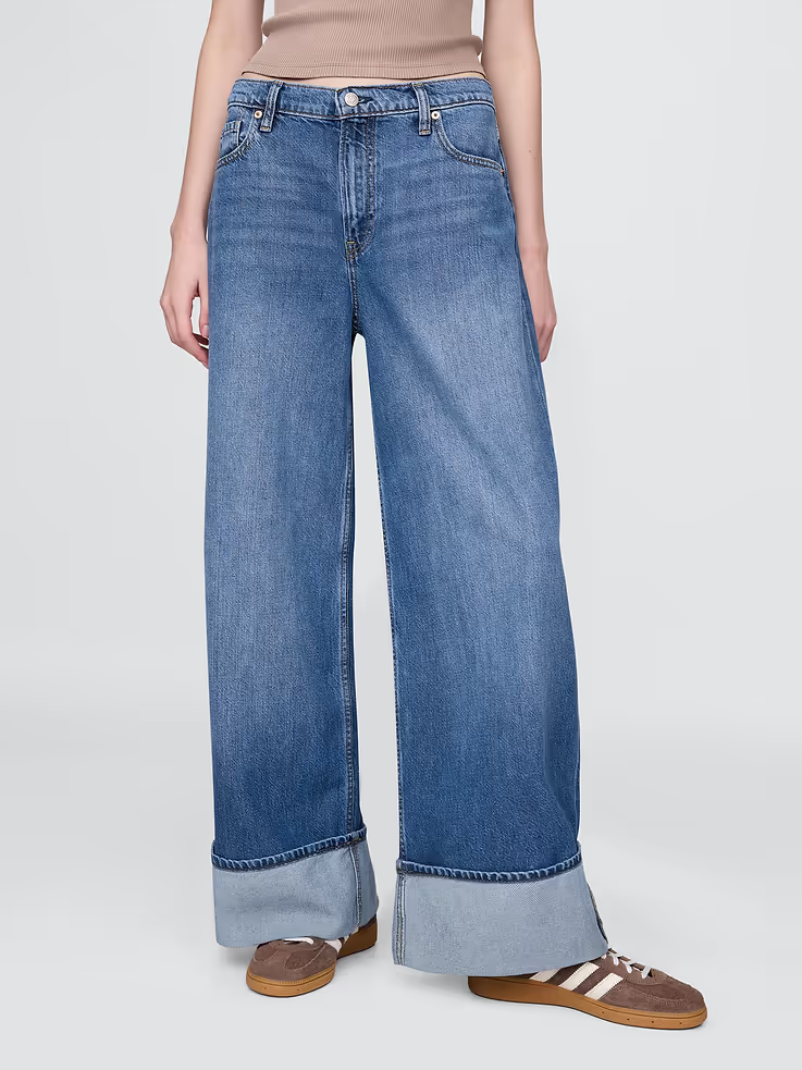 Gap, Mid Rise UltraSoft Cuffed Baggy Jeans