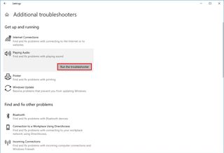Windows 10 run audio troubleshooter