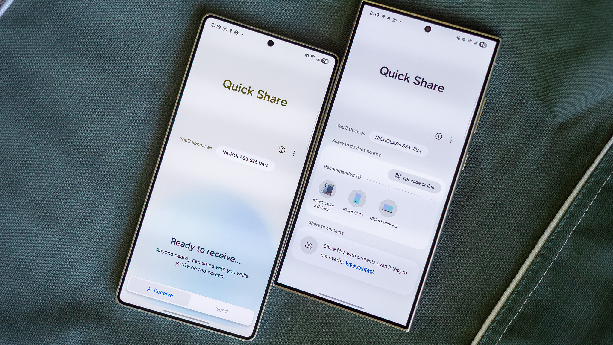 Comparing the Quick Share UI between One UI 7 and One UI 8