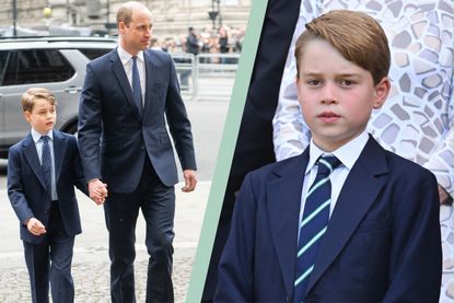 Prince George’s growing sense of maturity, Prince George walking hand in hand with his father Prince William, alongside a solo shot of Prince George from Wimbledon 2022