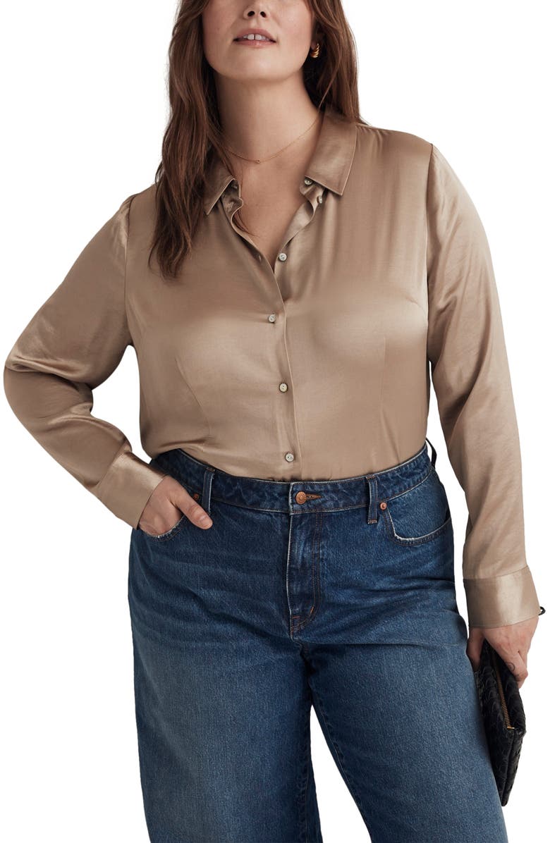 Enzo Darted Satin Button-Up Shirt