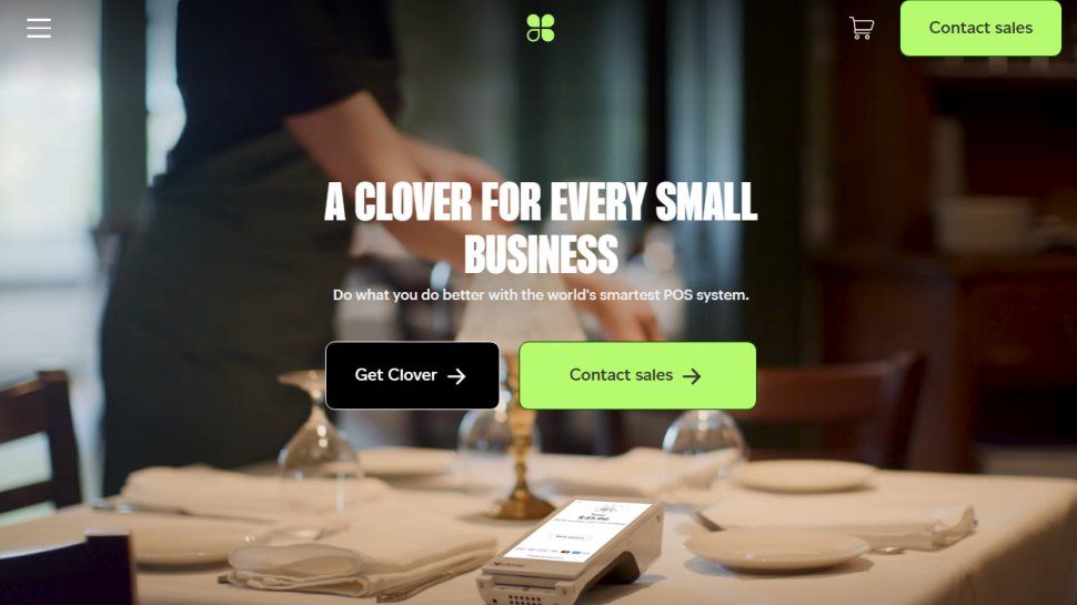 Website screenshot of Clover (February, 2026)